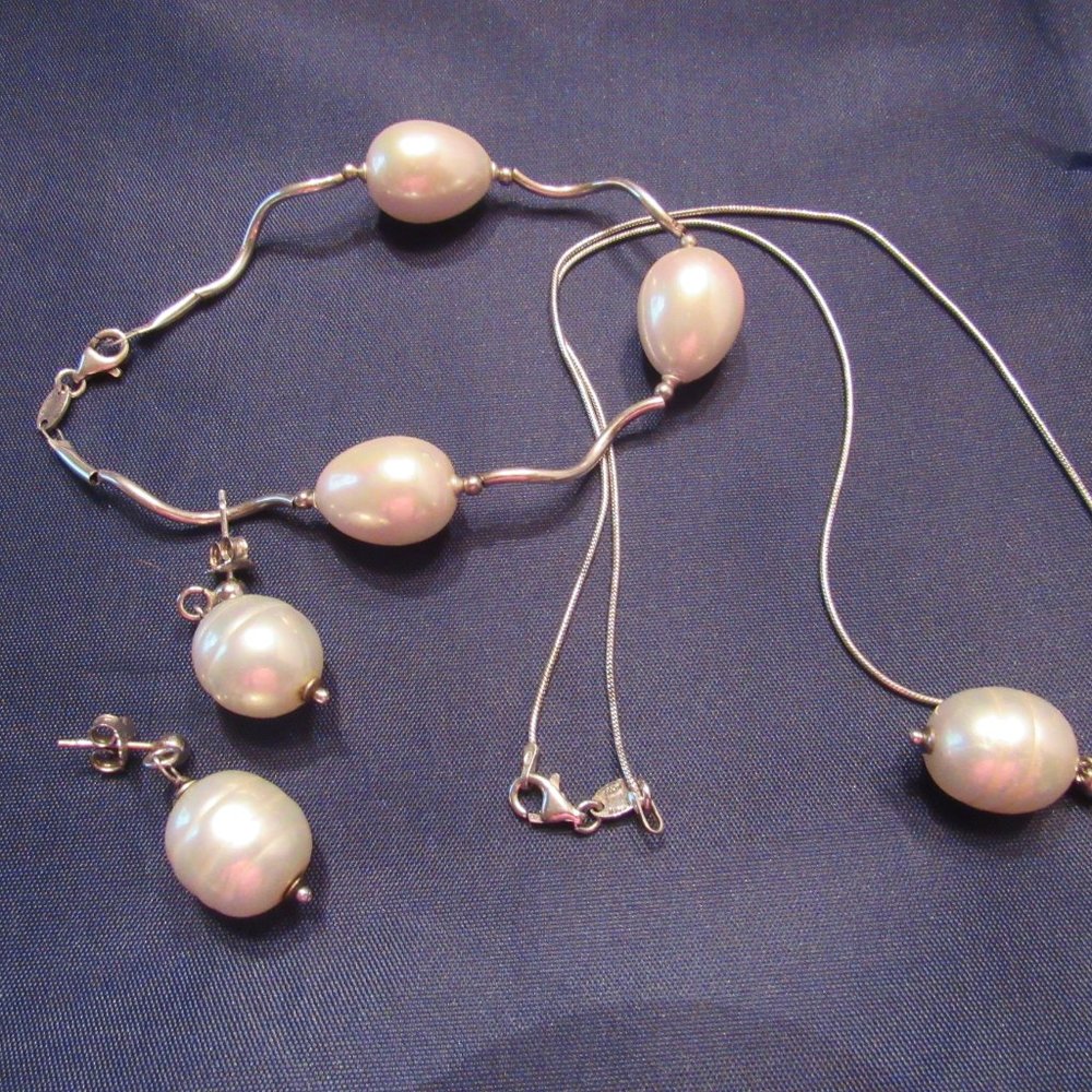 Baroque Pearl and Sterling Set- Italian Jeweler